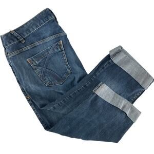 Lane Bryant Roll Cuff Denim Crop Capri Jeans Plus Size 18 Petite Triangle Blue